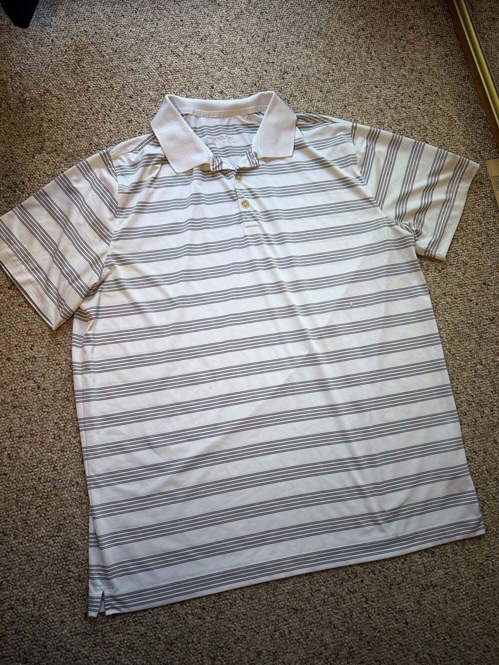 Nike Golf Dri-Fit Striped Polo Shirt White Black Size Large